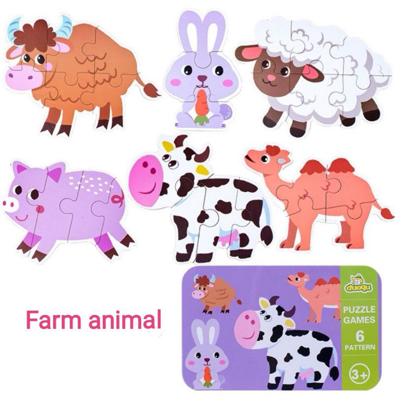 tinbox jigsaw puzzle anak 6 pattern / mainan edukasi | Lazada Indonesia