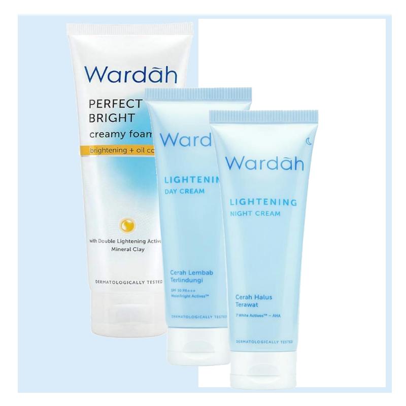 Wardah Paket Irit Kulit Berminyak / 3 PCS (Day, Nigt Cream & Creamy Foam)
