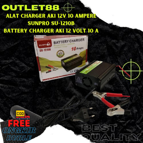 Alat cas Aki 12V 10 Ampere Sunpro SU 1210B Charger Aki 12V 10A
