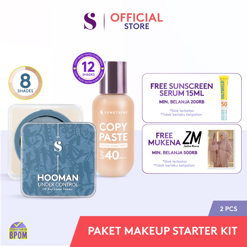 SOMETHINC [2 PCS] Makeup Starter Kit (Tinted Sunscreen x Hooman Powder ...