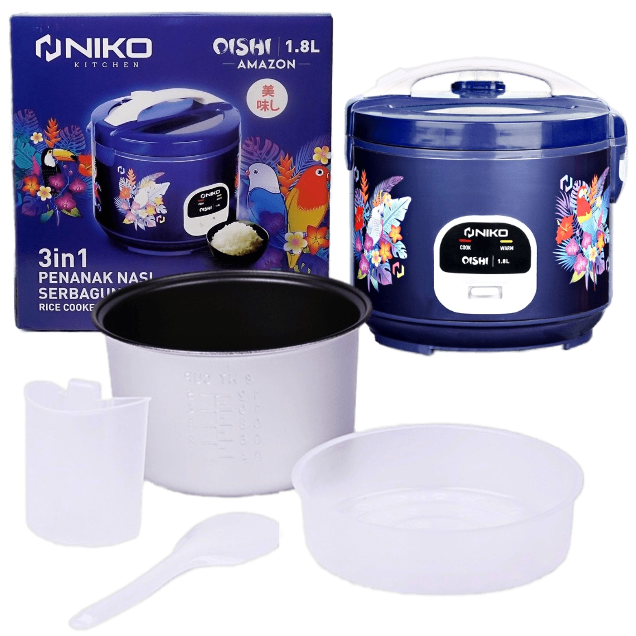 Mejikom Niko Oishi Amazon 1.8 Liter Magic Com Anti Lengket Rice Cooker