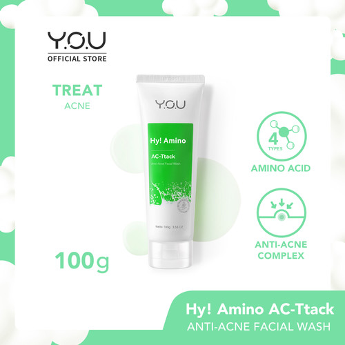 YOU Hy! Amino Facial Wash Anti Acne 100gr Sabun Cuci Muka Jerawat