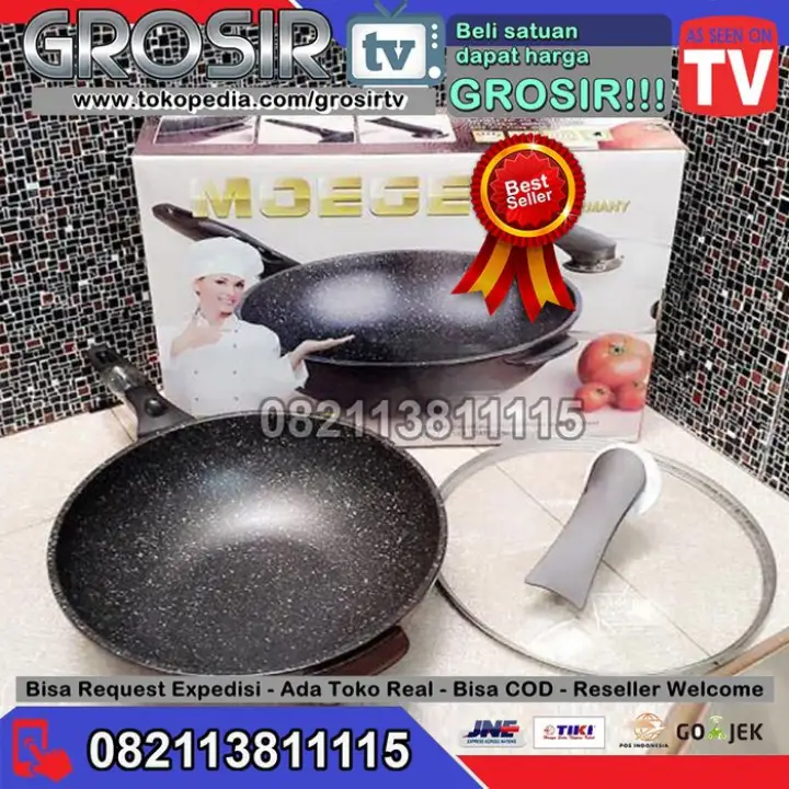 Panci Moegen Germany Wok Pan Anti Lengket Teflon Wok Moegen Sedia Wajan Penggorengan Anti Lengket Teplon