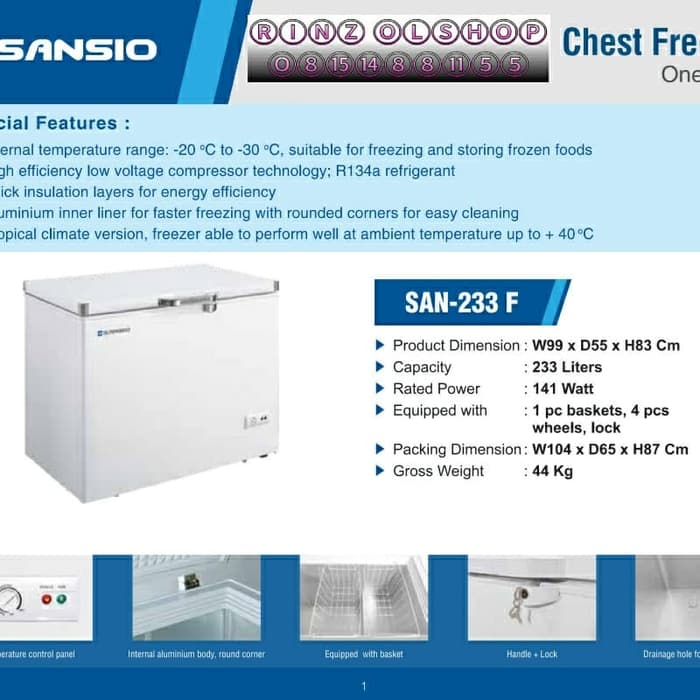 Sansio San F Chest Freezer Liter Lazada Indonesia