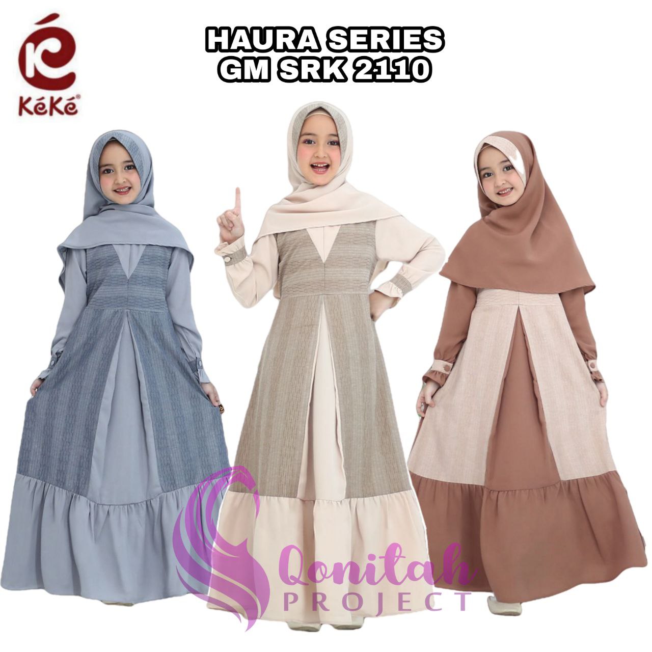 Qonitah Project GM SRK 2113 Haura Series Baju Gamis Anak Keke Busana