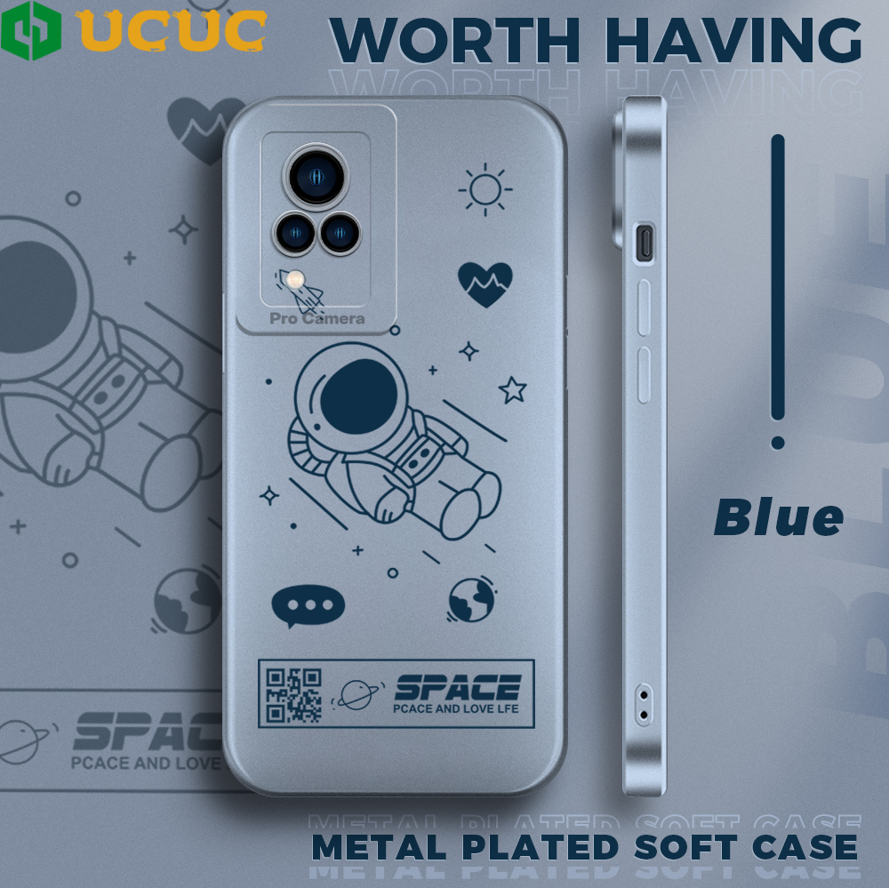 Ucuc phone case vivo v21e v21 4g/5g vivo t1x vivov21 2021 case cartoon nasa space astronaut soft silicone tpu full lens cover protective shockproof case