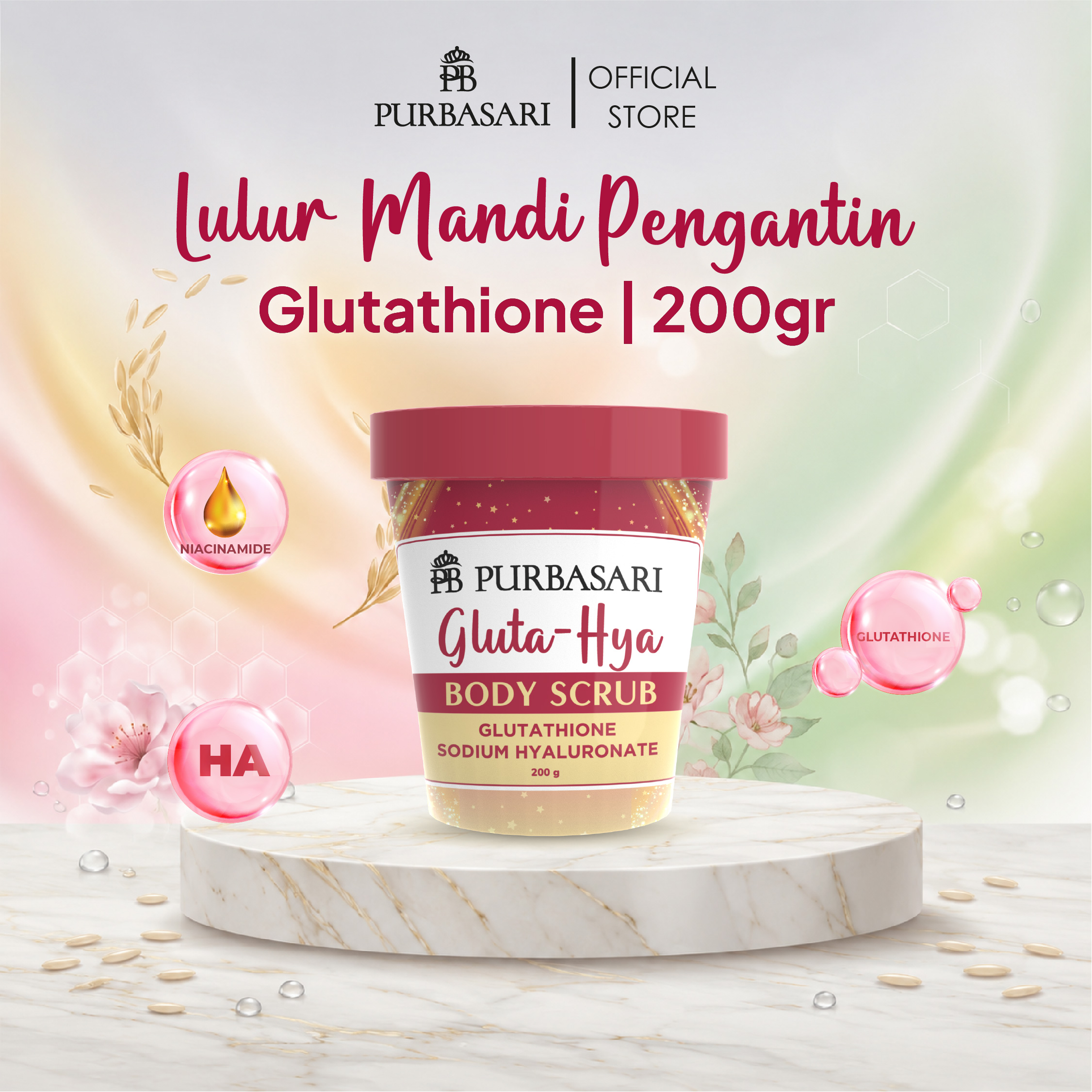 lulur glutathione GET 4] Purbasari Mandi Pengantin 500gr + Body Serum Glutathione 180ml + Hand & Body Lotion Kurma &Tin 200ml + Lulur Mandi Glutathione200gr youthful skin serum