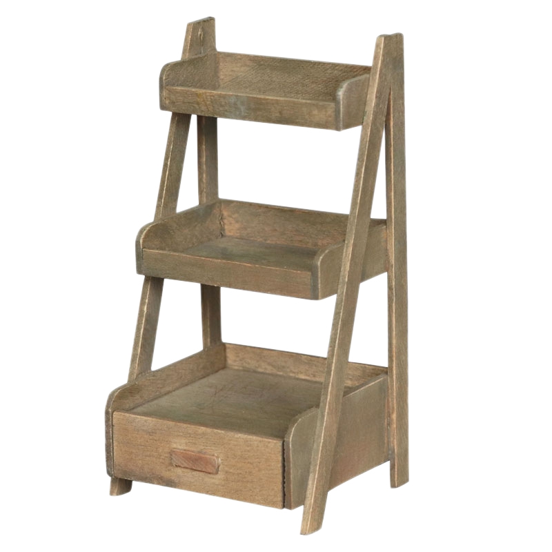 112 Dollhouse Furniture Vintage Three Layers Wooden Flower Stand Rack