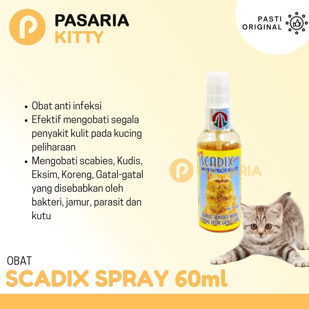 SCADIX CAT SPRAY 60ml Tamasindo Obat Kulit Kucing/Anti Infeksi Jamur