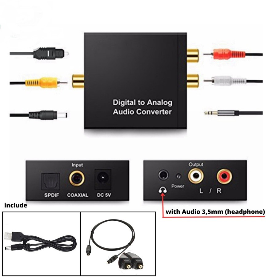 Digital to Analog Audio Converter With AUDIO (OPTICAL TO RCA