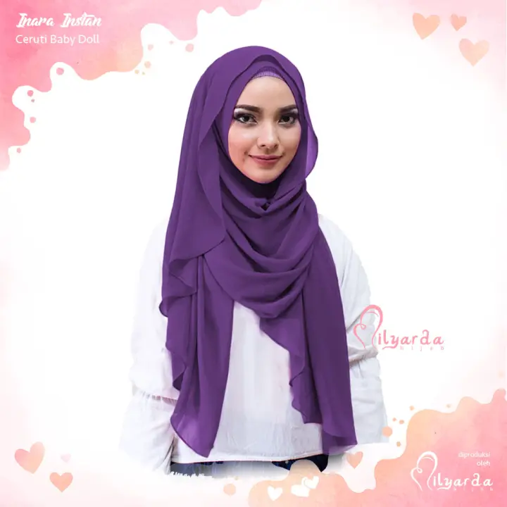 Jilbab Instan Amira Khimar Pet Antem By Jilbab Afra Warna Ungu Muda Shopee Indonesia