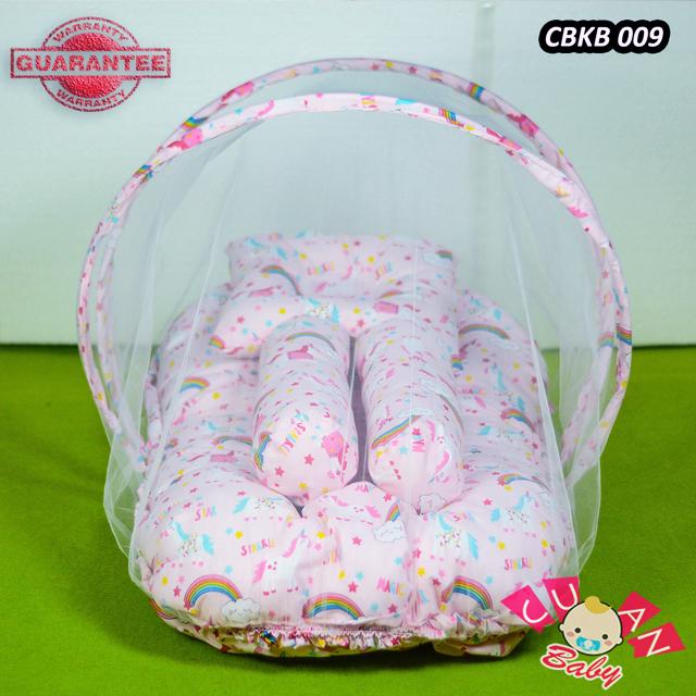 Kasur Bayi Kelambu Motif Unicorn Pink - Tempat Tidur Bayi Kelambu Anti Nyamuk - Perlengkapan Tidur Bayi Kelambu Portable