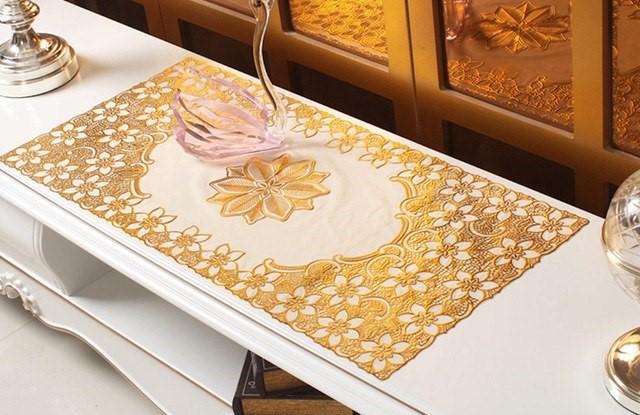 SYF-Shop Taplak Meja Tamu Gold Anti Air Persegi Panjang Kotak UK 40X83CM