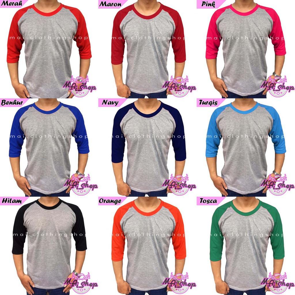 Kaos Reglan Lengan 3/4 / Raglan Murahsize S / M / L,Biru Benhur () (size S / M / L,Biru Benhur)