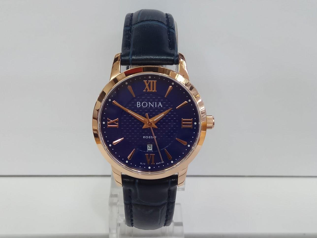 Bonia Jam Tangan Wanita Bonia BNR166-2583 Rosso Blue Rosegold Leather Strap