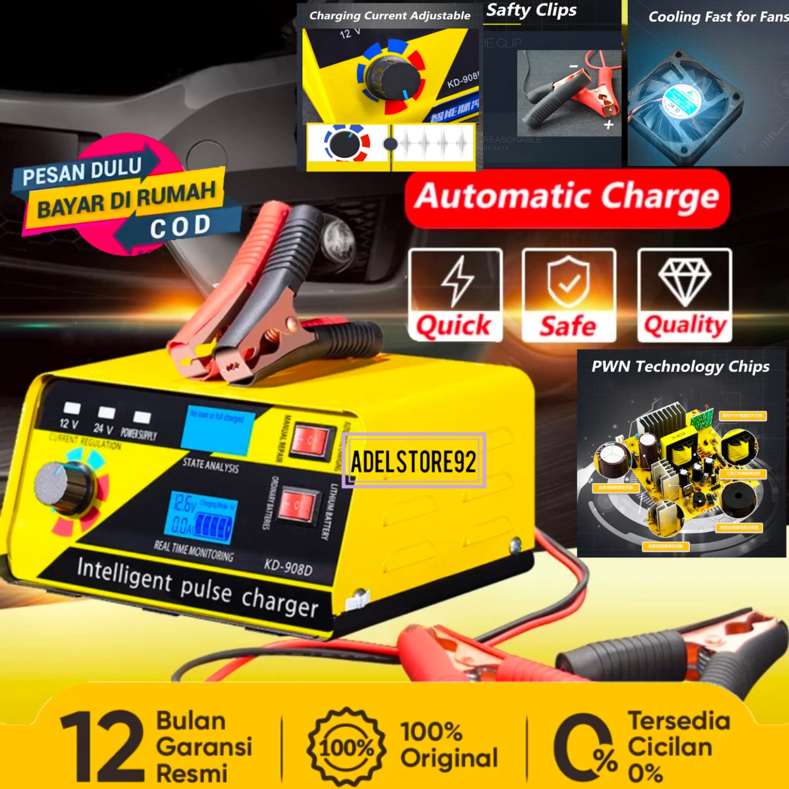 Original Charger Taffware Aki Motor Dan Mobil Otomatis Accu Kering Dan