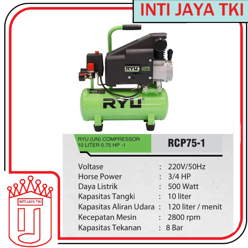 Orbit Rcp 75 KOMPRESSOR RYU RCP 75 - 1 (3/4HP) 10 liter | Lazada Indonesia