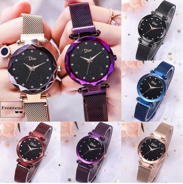 Spotbelanja-(1KG=32 PCS) SBJ015 JAM TANGAN MURAH DIOR RANTAI MAGNET PLAT DIAMOND GLITTE PREMIUM JAM DIOR IMPORT