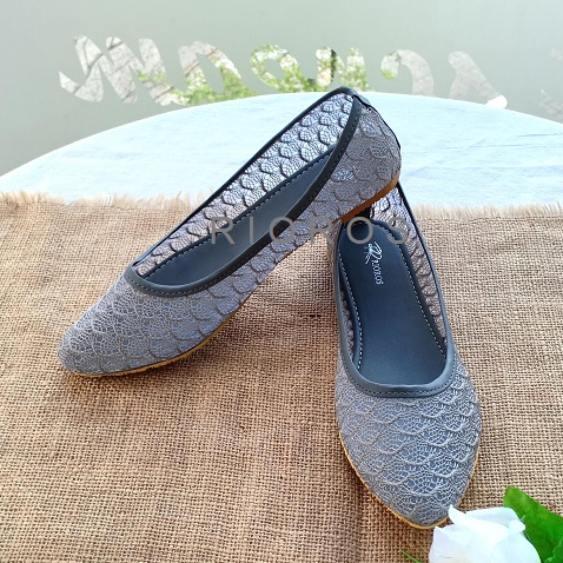 Rioros Sepatu Wanita Flat Shoes Trisha Cantik - Grey