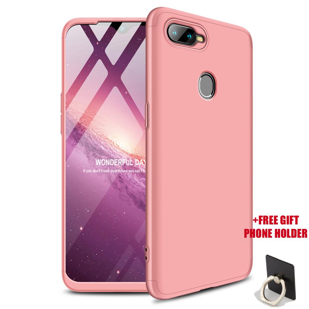 Untuk Oppo A7 360 Derajat Penuh Pelindung Case PC Ultra Tipis Penutup Belakang Non-Slip Shockproof+Free Gift Phone Holder