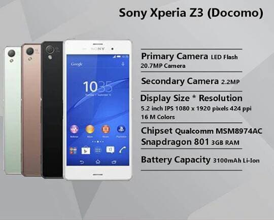 Handphone Hp Sony Xperia Z3 Big Docomo Ram 3 32gb Battery 3100 Mah Smartphone Keren Hp Tahan Air Spek Gahar Android Second Batangan Mulus Android Bekas Murah