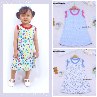 (TERMURAH) Daster Yukensi uk 3 - 5 Tahun / Dress Anak Perempuan Atasan Bahan Kaos Baju Harian Anak ZR VEDIA