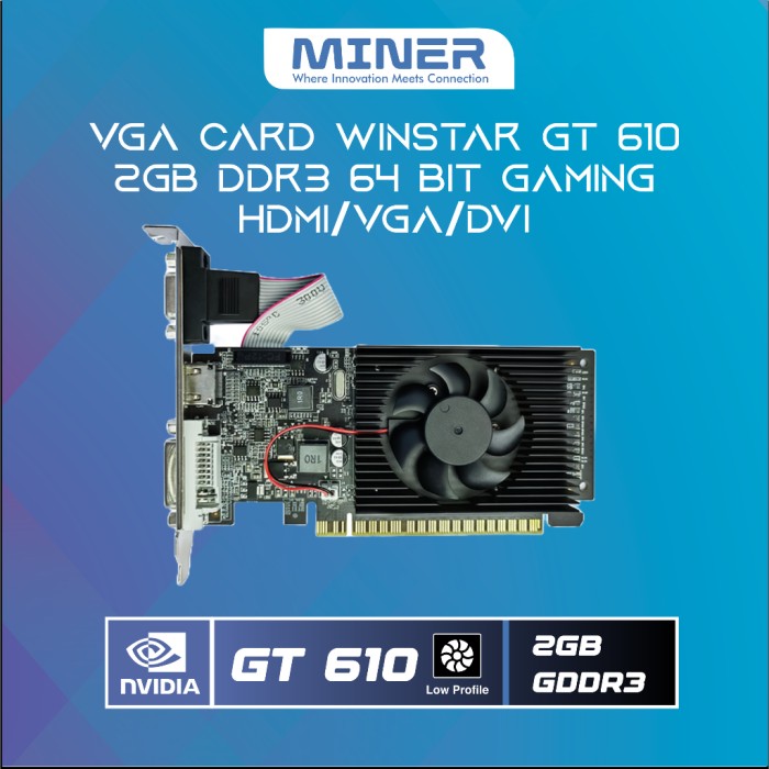 VGA Card Winnfox GT 610 2GB DDR3 64 Bit Gaming HDMI/VGA/DVI Vga