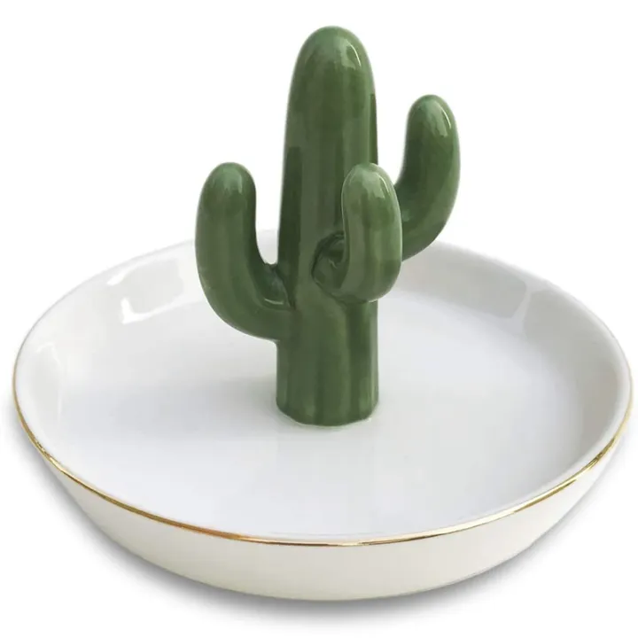 Cactus Ring Holder Tower Earring Trinket Tray Dish Ceramic Jewelry Organizer Tropical Necklace Bracelet Birthday Gift Lazada Singapore