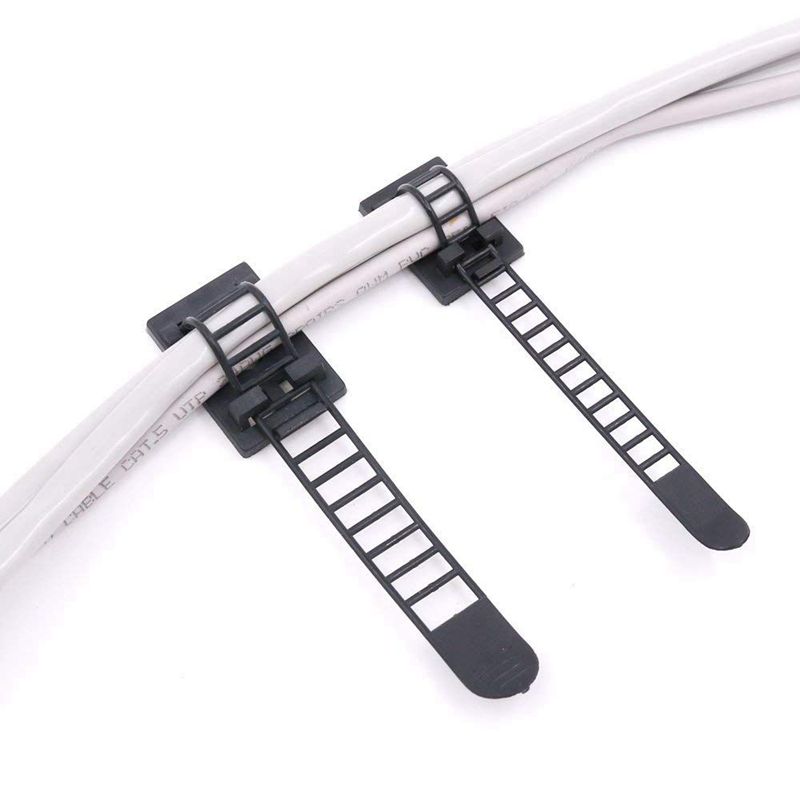 50Pcs 2 Sizes Adjustable SelfAdhesive Nylon Cable Straps Cable Ties
