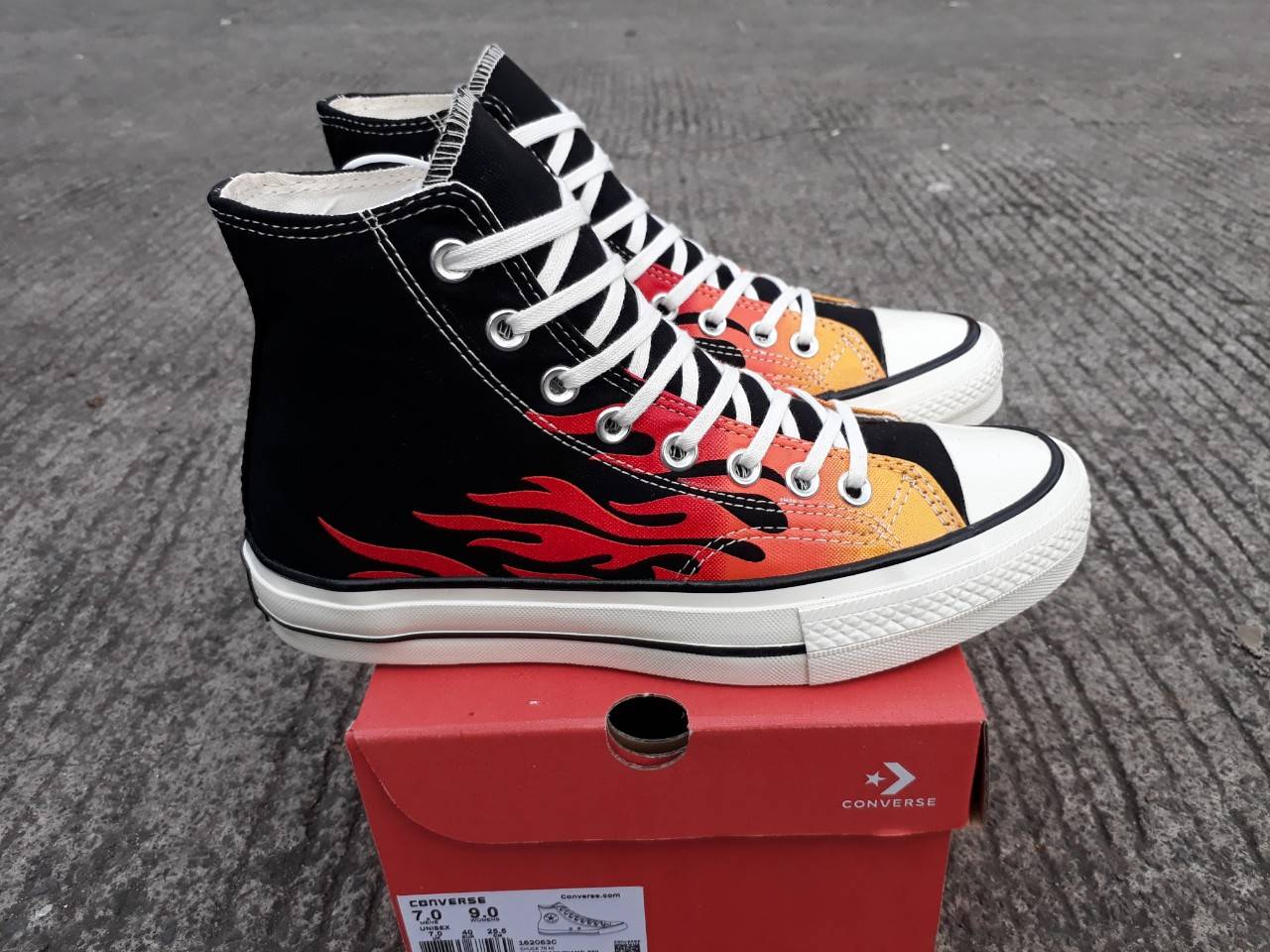 flame converse high tops