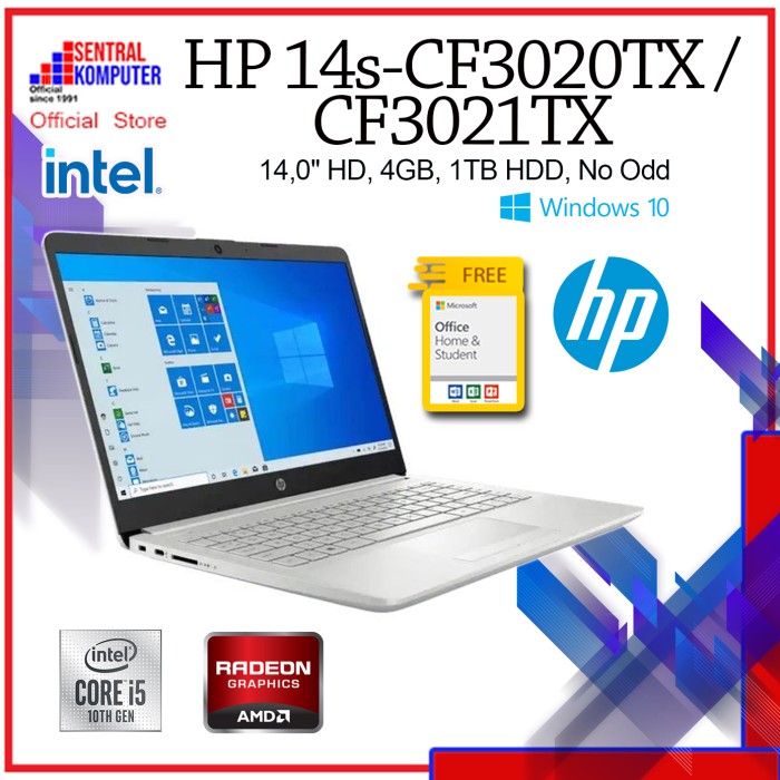HP 14s CF3020TX/CF3021TX i5-1035G1 4GB 1TB Win10+OHS Lazada