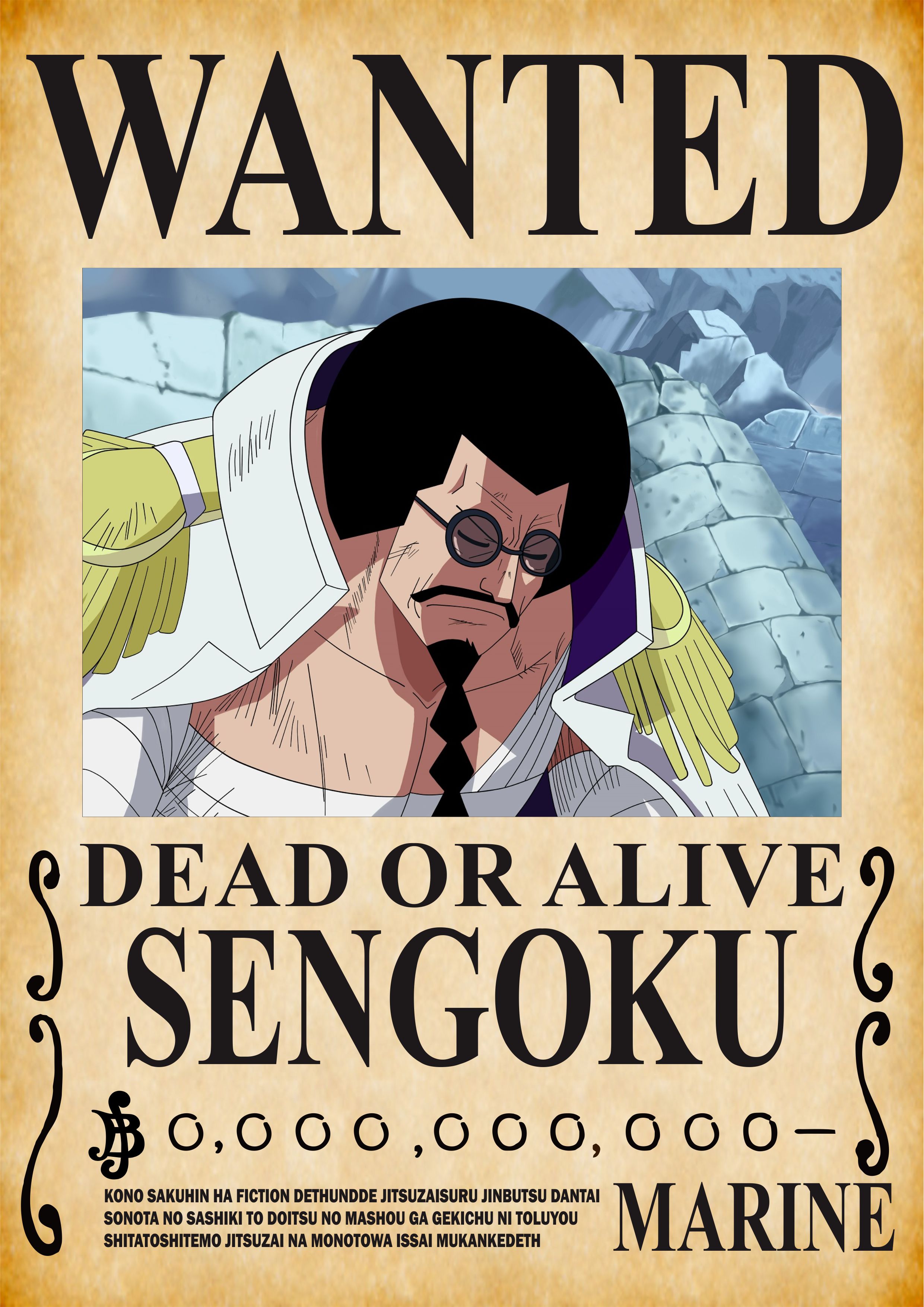 Poster Dinding Bounty Anime Manga One Piece Marine Admiral & Vice