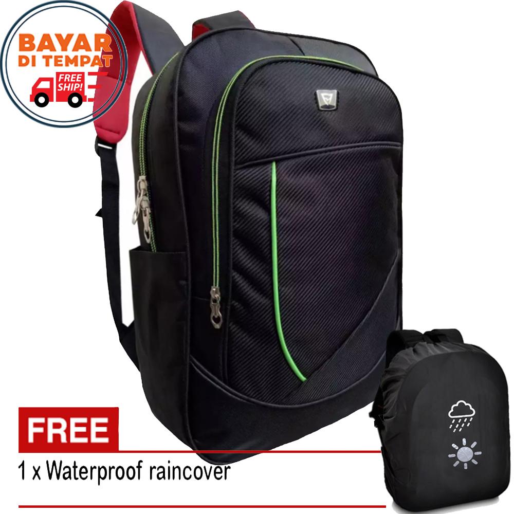 Promo Cuci Gudang - Tas Polo CG2304# (Model Random) Tas Ransel Polo Tas Pria Tas Wanita Tas Ransel Pria Tas Laptop Tas Punggung Tas Murah Tas Sekolah Tas Kerja - Black + Raincover
