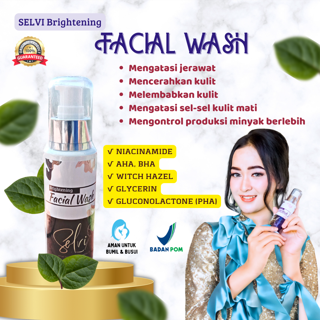 SELVI Brightening Glowing Facial Wash Niacinamide AHA BHA PHA Sabun ...