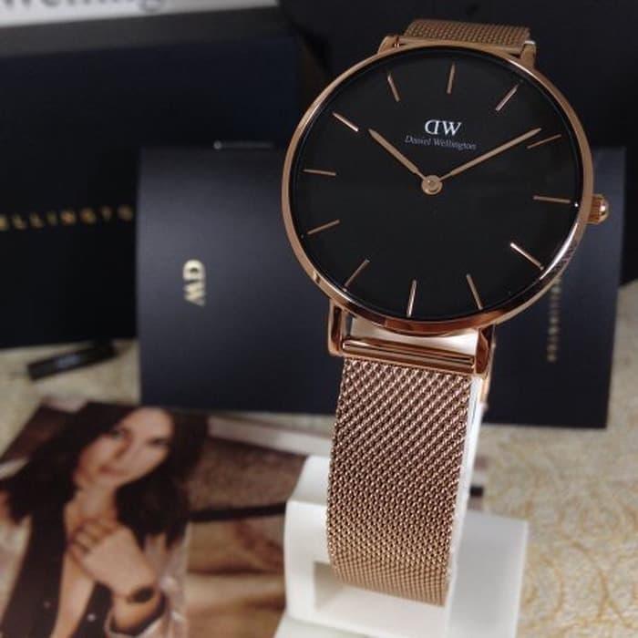 Jam Tangan Pria Wanita Daniel Wellington Classic Petite 28 mm 32mm Melrose Rosegold Black Ori