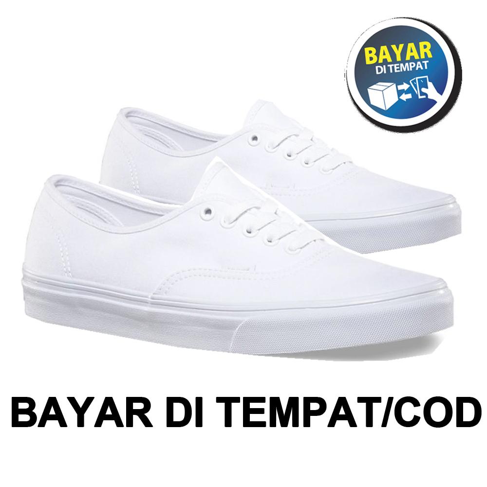 Zacksho Sepatu Vans_California Authentic Sneakers casual Full Putih Sekolah Made In Vietnam Pria dan Wanita
