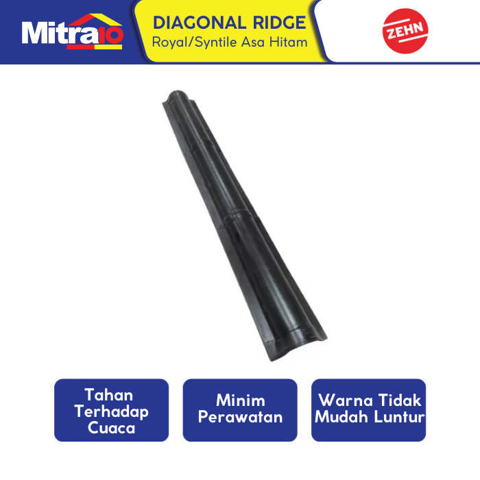 Zehn Aksesoris Genteng Upvc Syn Tile Diagonal Ridge 2 Meter Hitam