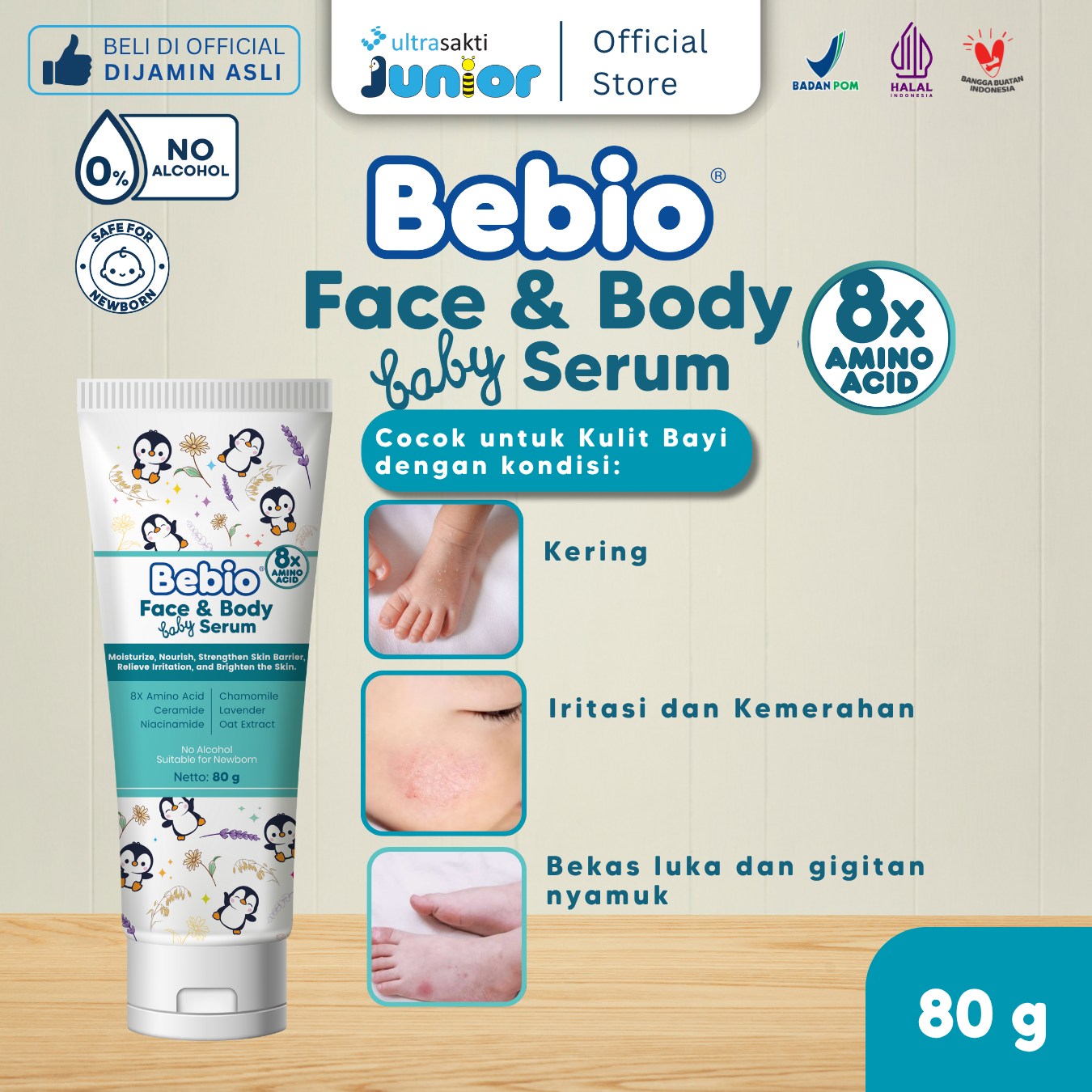 Bebio Face Body Baby Serum 80g – Pelembab kulit Wajah dan badan