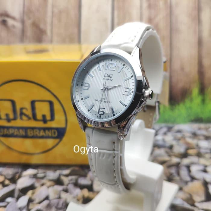 Q&Q QnQ QQ Analog Jam Tangan Kulit Wanita Putih C193J314Y Original
