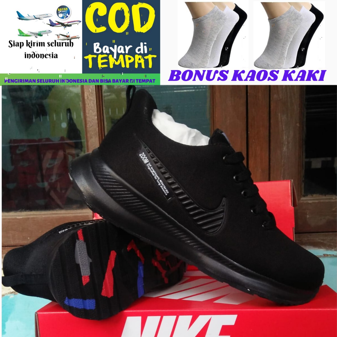 SEPATU PRIA NIKE_2020 ZOOM HITAM SPORT CASUAL RUNNING KETS SKATE PREMIUM HIGH QUALITY IMPORT GARANSI HARGA TERMURAH
