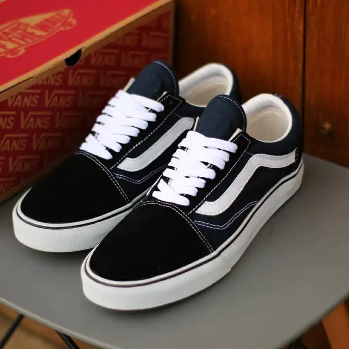 Sepatu Vans Original Pria Terbaru 2020 Sepatu Vans Old Skool Black Navy Lazada Indonesia