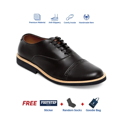 Sepatu Pantofel Pria Oxford Footstep Footwear Legacy Oxford Black