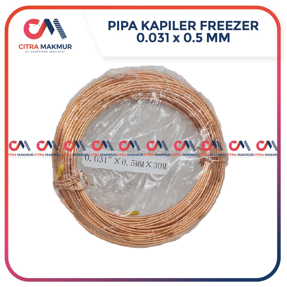 Pipa Kapiler Freezer 031 meteran capillary tube capiller tembaga 0.31 0.031mm meter kulkas es