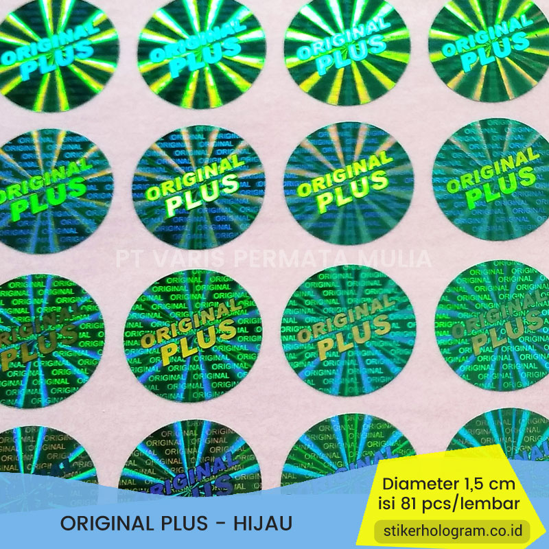 Stiker Hologram Original Plus 1,5 CM Bulat Sticker Segel Kemasan Produk ...