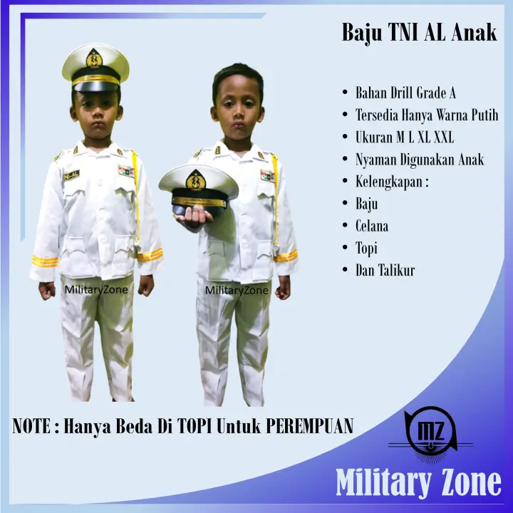 Baju Setelan Tni Al Anak Laki Laki Dan Perempuan Angkatan Laut Army Cowok Cewek Kostum Profesi Anak Seragam Cilik Karnaval 17 Agustus Polisi Anak Cod Lazada Indonesia