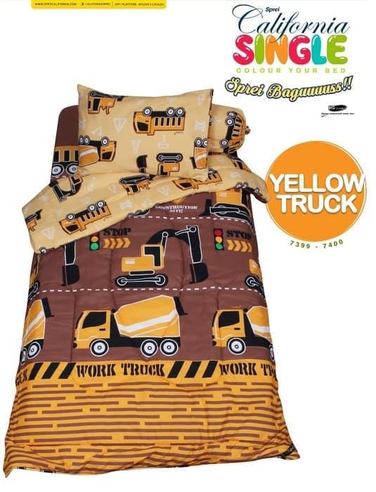 DISKON MURAH - BEDCOVER SET CALIFORNIA YELLOW TRUCK SINGLE 120 No.3 BCS BED COVER ORIGINAL / PACKING RAPIH / PENGIRIMAN CEPAT / BUBBLEWRAP 3 LAPIS