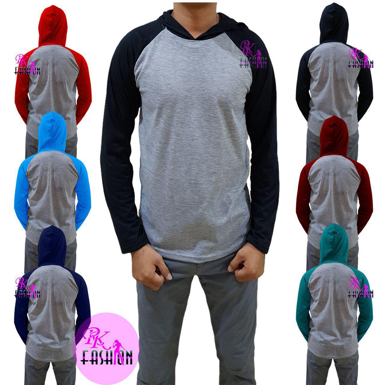 RK fashion | kaos pria polos / kaos hoodie polos / kaos raglan hoodie polos lengan panjang