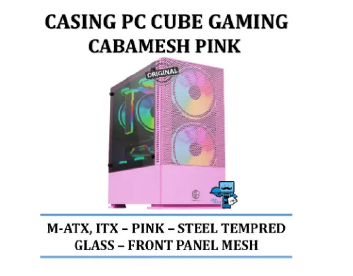 Casing Pc Cube Gaming Cabamesh Pink Tempered Glass Lazada Indonesia