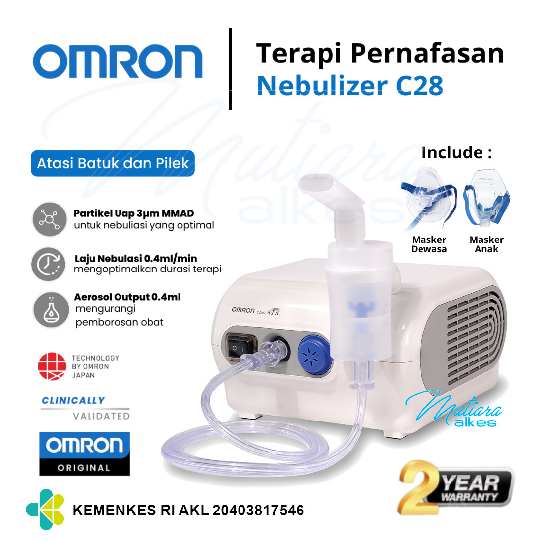 NEBULIZER OMRON NE-C28 / Alat Uap Bantu Pernapasan / Inhalasi Terapi ...
