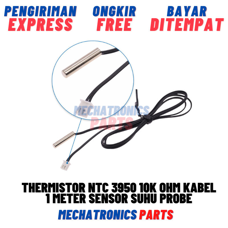 Waterproof NTC 10K Ohm Thermistor Temperature Sensor - 1% 3950 Probe With 1 Meter Cable 11 thumbnail image